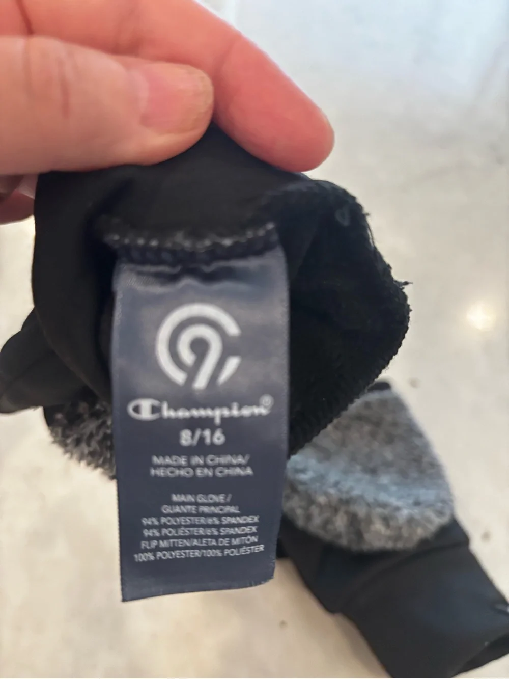 Champion Kids Black Fingerless Gloves with Gray Faux-Fur Mitt Covers